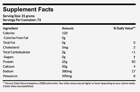 Jay Robb Egg White ProteinNutrition Label